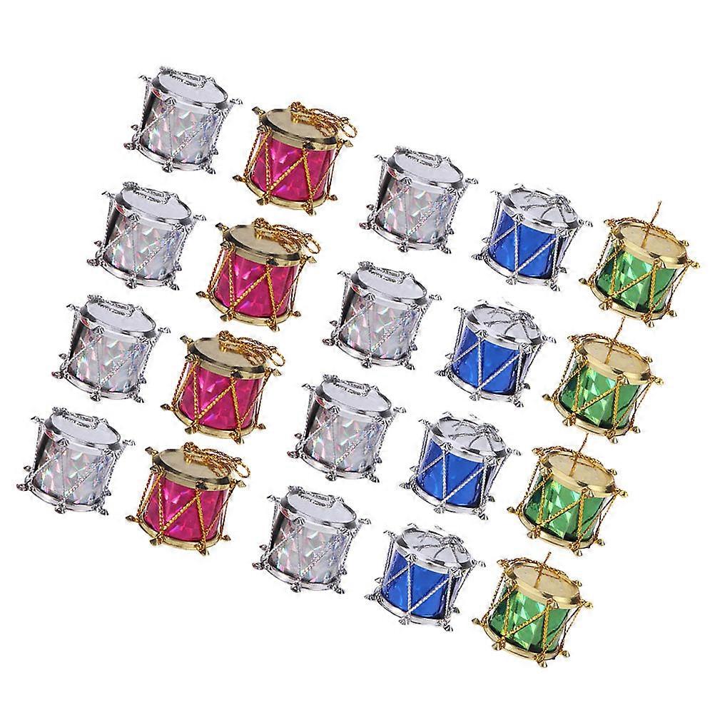 クリスマスのお祝いのための混合色48個のミニドラムハンギングペンダントはお祝いの雰囲気を提供します