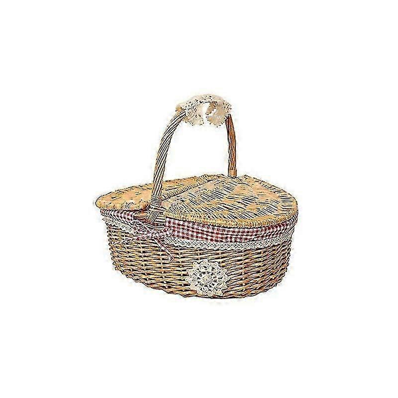 Double Lined Wicker Picnic Basket & Storage Basket - Stylish and Durable Design for Outdoor Feasts and Home Organization