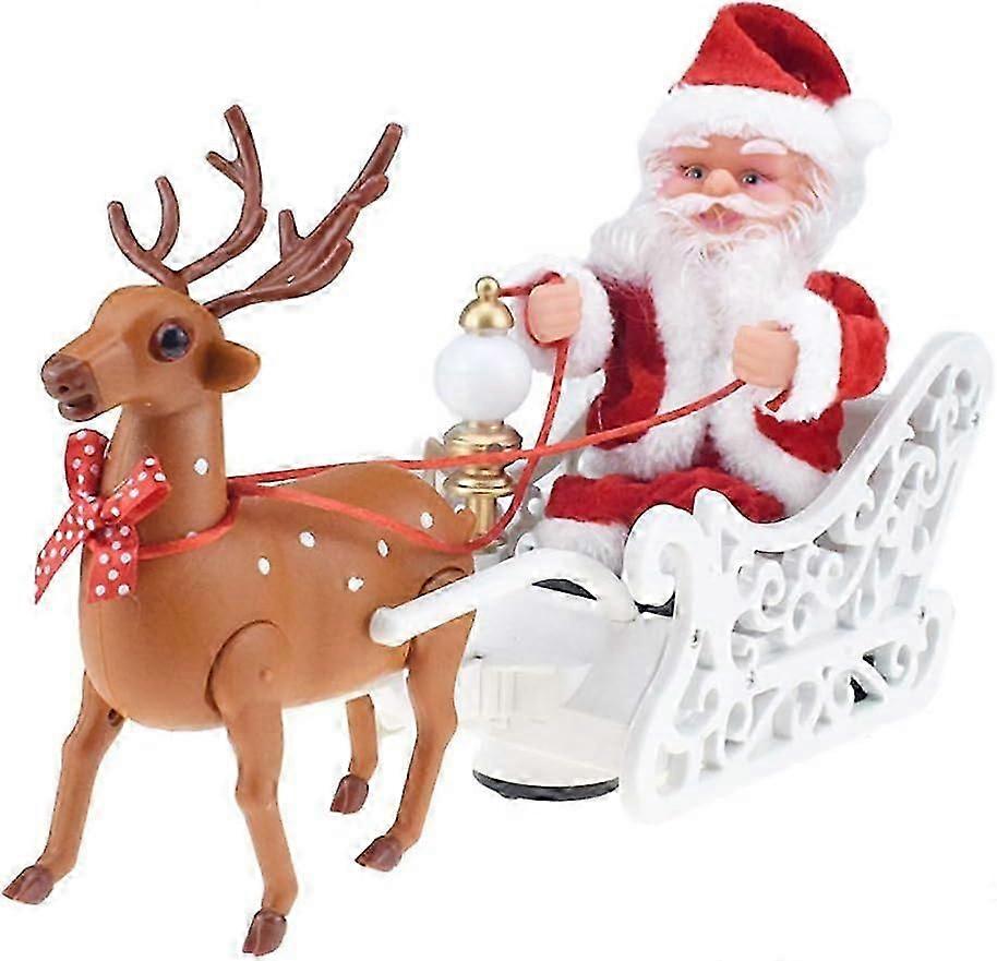 Dww-1pc Père Noël Poupée Elk Traîneau Jouet Nouveauté Créatif Elk Traîneau Père Noël Jouet