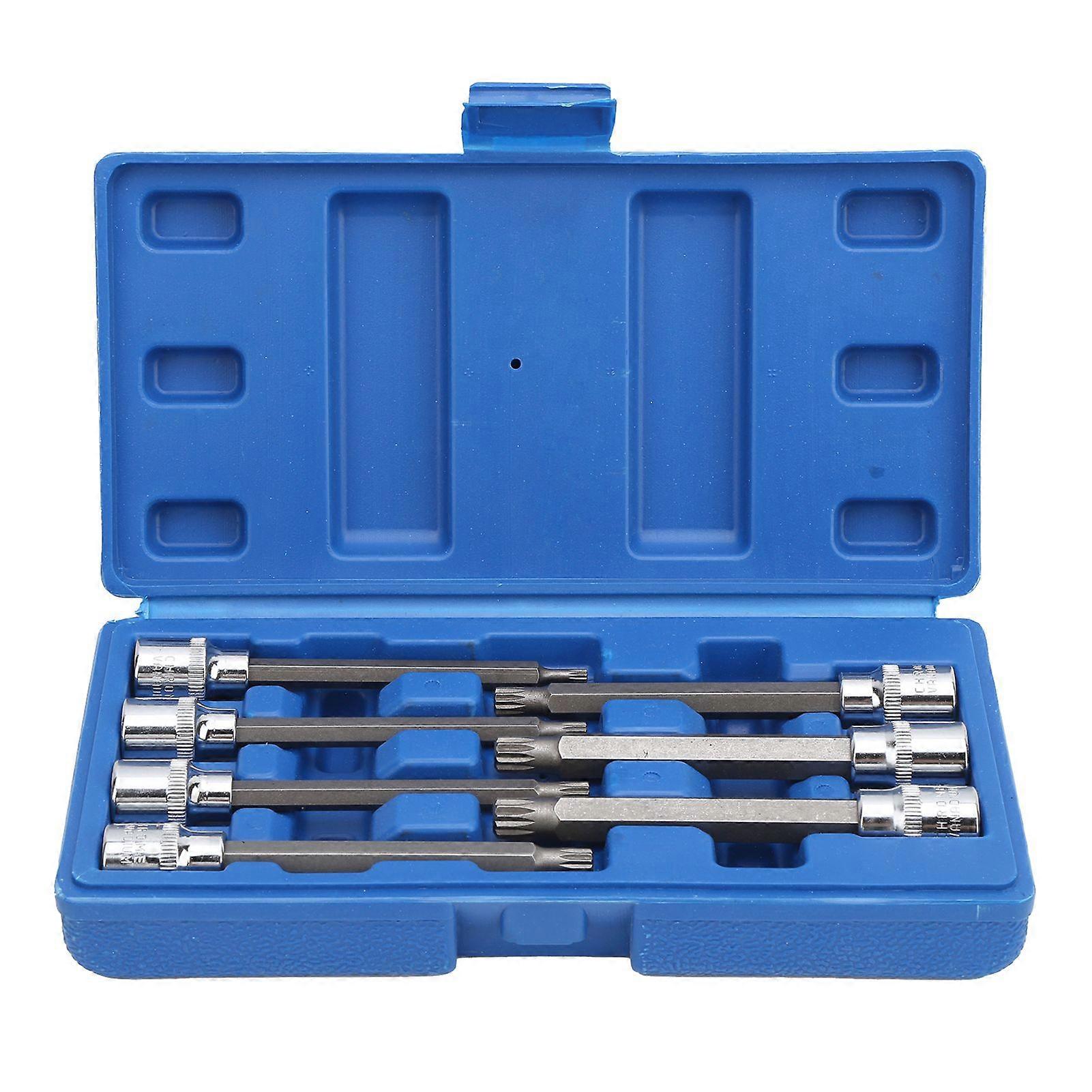 Extra Long Spline Bit Socket Set M4-M10 3/8in Square Drive
