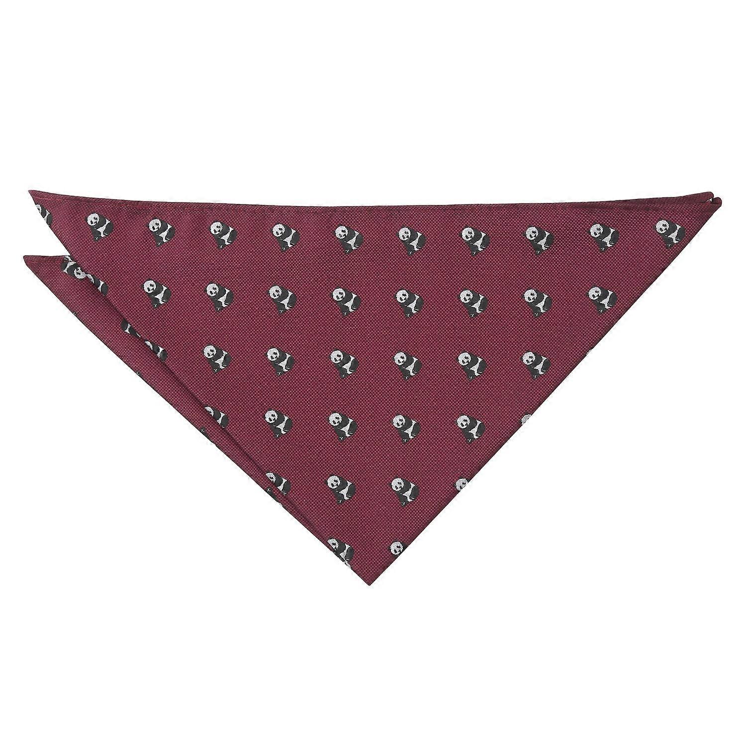 Burgundy Panda Embroidered Pocket Square
