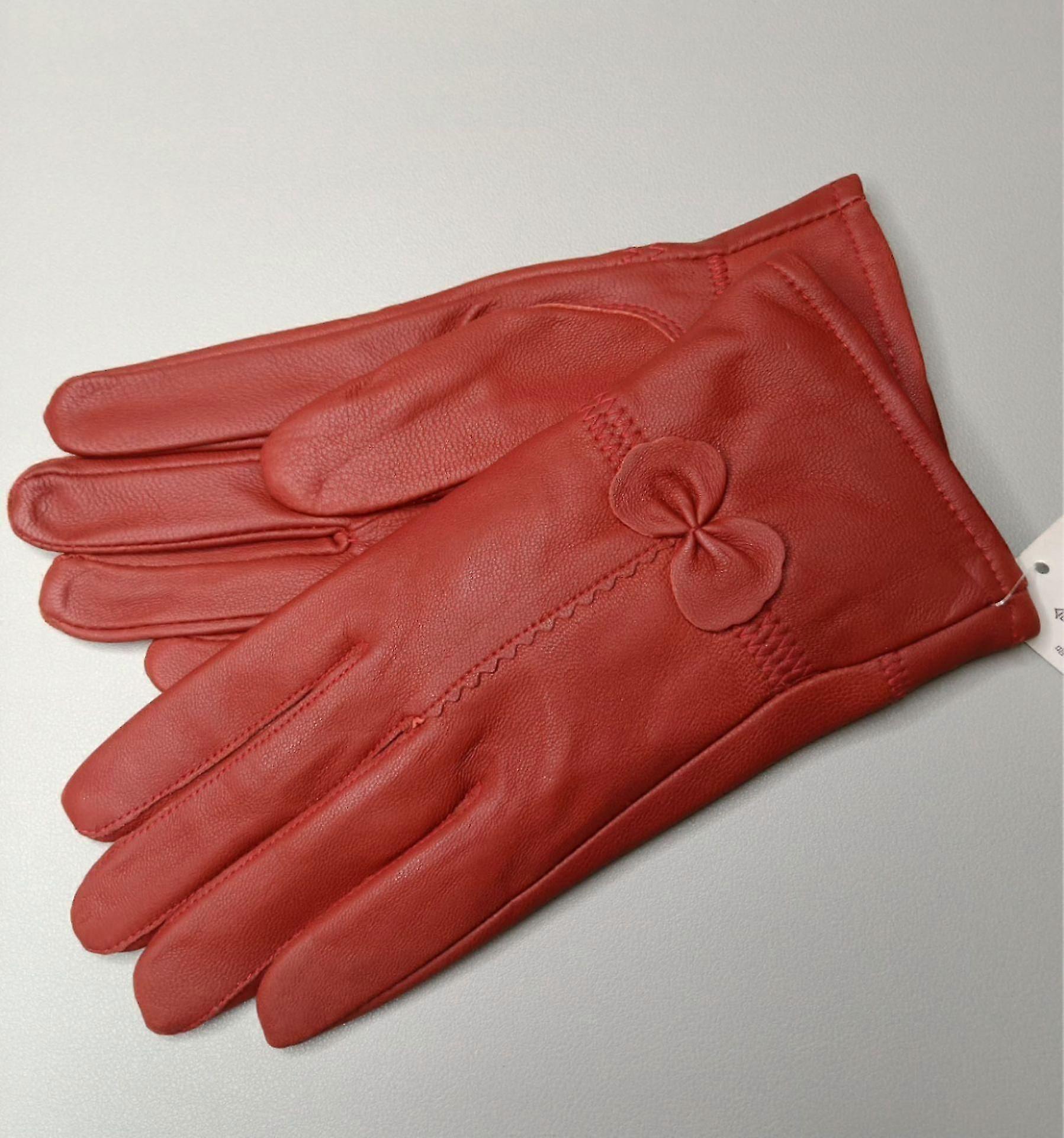 Women's Solid Color Leather Gloves Warm Winter Protection Outdoor Accessories