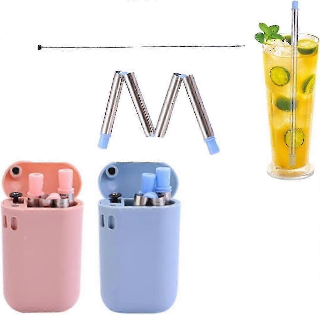 Collapsible Straw with Travel case (Stainless Steel) |Foldable Straws | Reusable Environmentally Fri