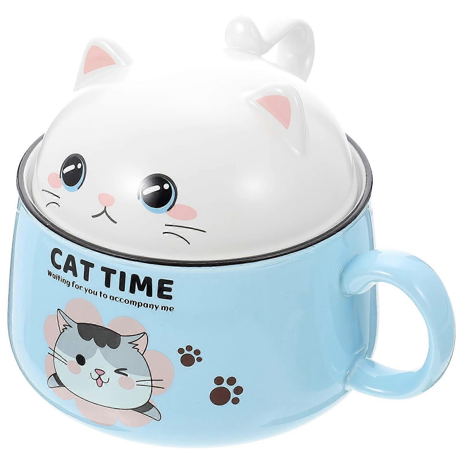 Cartoon Kitten Ceramic Bowl Soup Bowl for Pasta and Rice Smooth Surface Durable for Restaurant and Easy to Clean