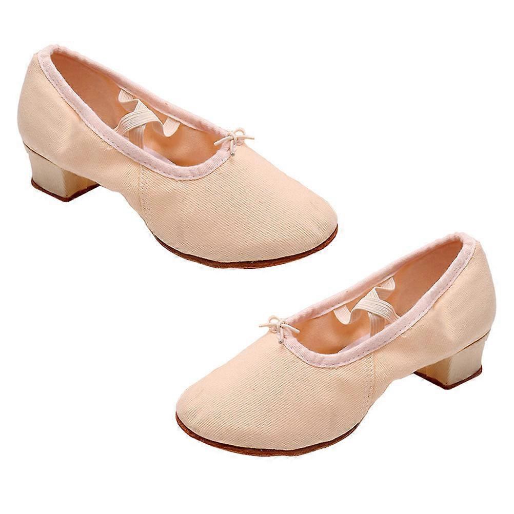 Beige Ballet Dance Shoes for Dancing with Comfortable Breathable Material and AntiSlip Sole 1 Pair