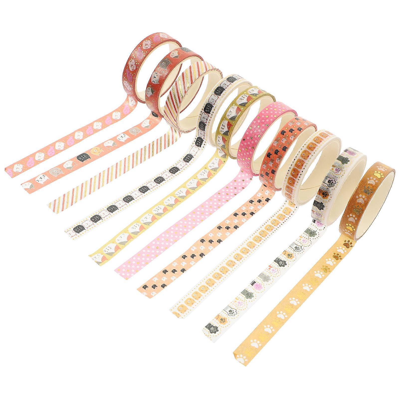10 Rolls Adhesive Washi Paper Tapes For Gift Wrapping And Letter Writing In Assorted Color For Craft Lovers And Children