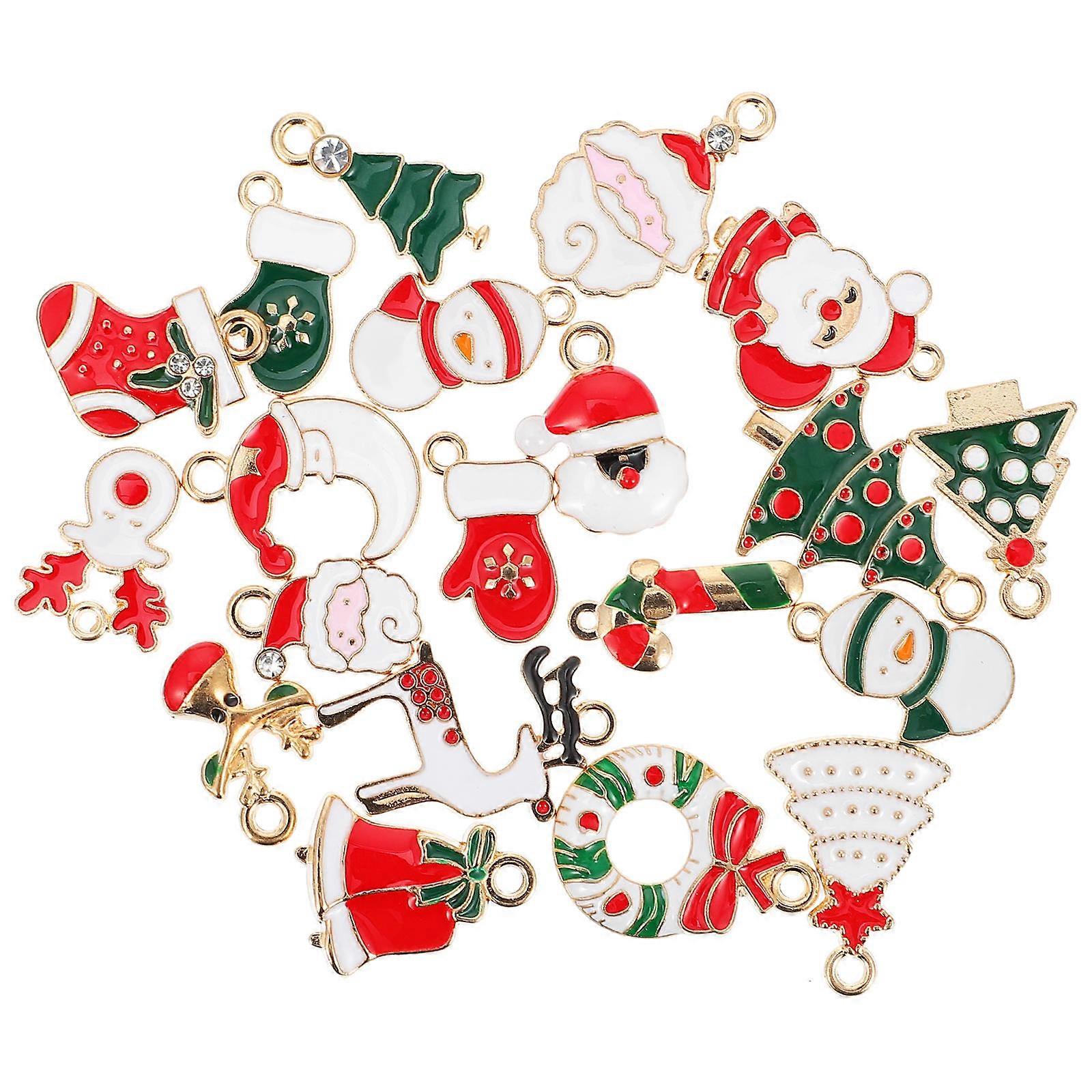 20 Lovely Christmas Charms in Assorted Colors Unique Small Pendant Accessories for DIY Craft