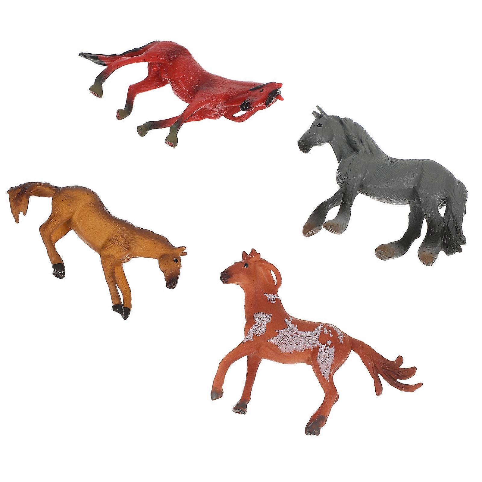 4Pcs Wear-Resistant Horse Figurines Desktop Decoration For Children Safe Plastic Material Enlightenment Toy