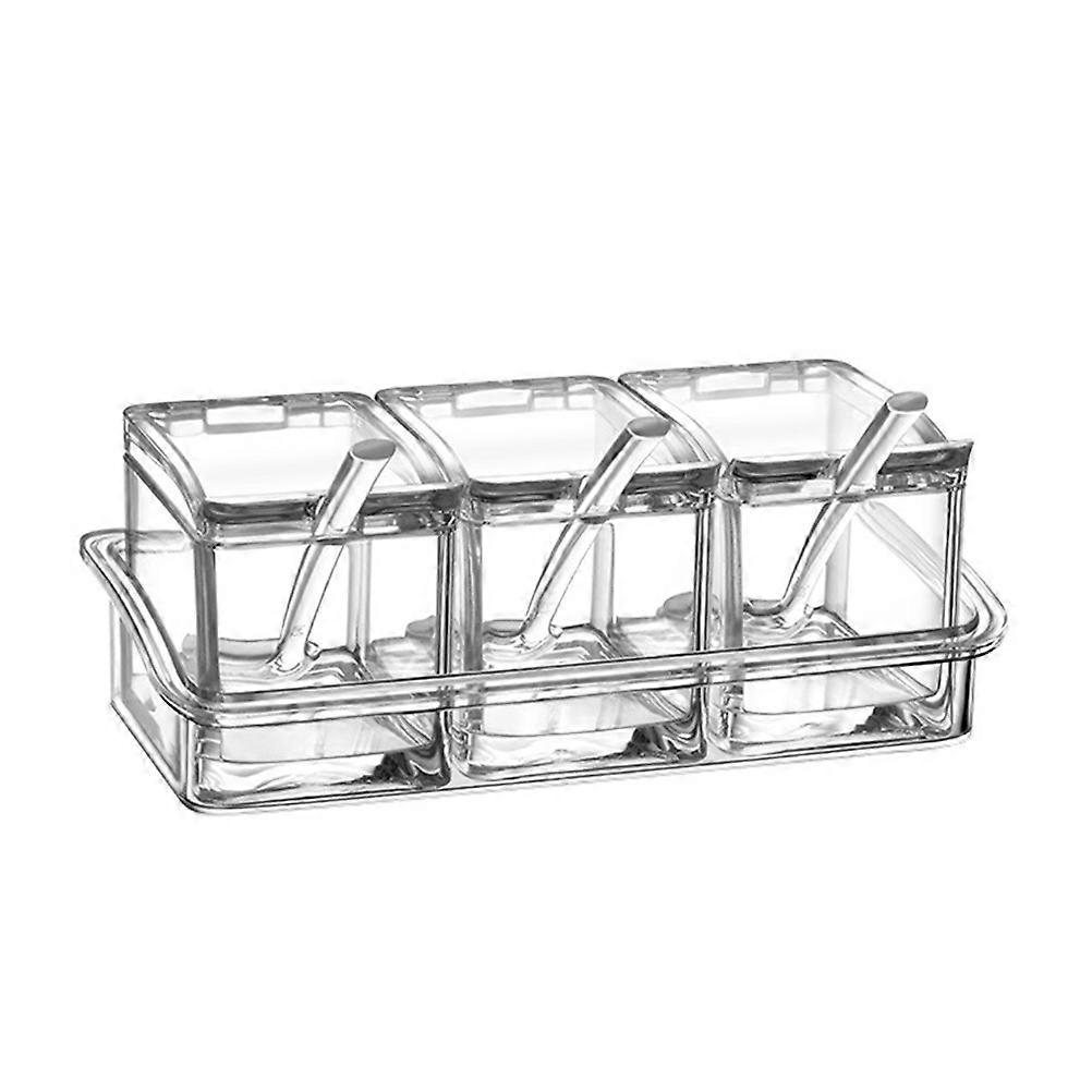 Clear Seasonings Spice Pots Condiment Storage Box For Cooking 20.20X10.00X7.50CM Simple Design Dust-Proof 1 Set