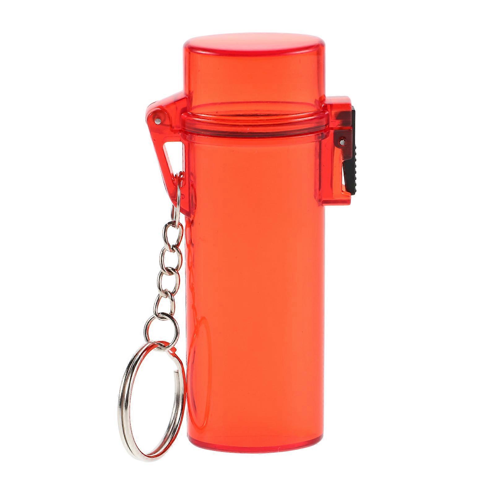 Waterproof Lighter Case Keychain For Outdoor Survival Red Plastic Holder Sleeve With Protective Function 1Pack