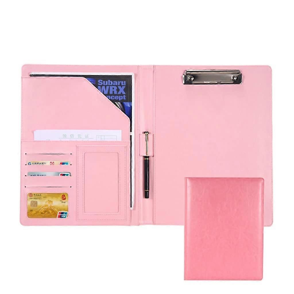 Conference Folder A4 Size, Travel Document Organizer, Blue Faux Leather, Includes Notepad and Resume Holder