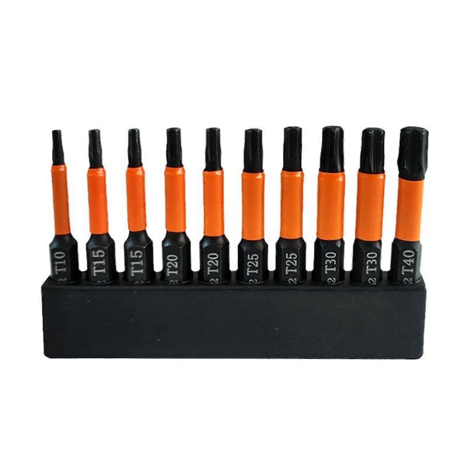 Torx Bit Set, 10-Piece, S2 Steel Screwdriver Bits, 100/50 mm Length, Precision Tips for Home Repair and Woodworking
