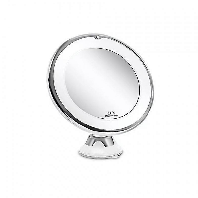 LED Makeup Mirror with 10x Magnification - Suction Cup, 360° Rotation for Home/Travel