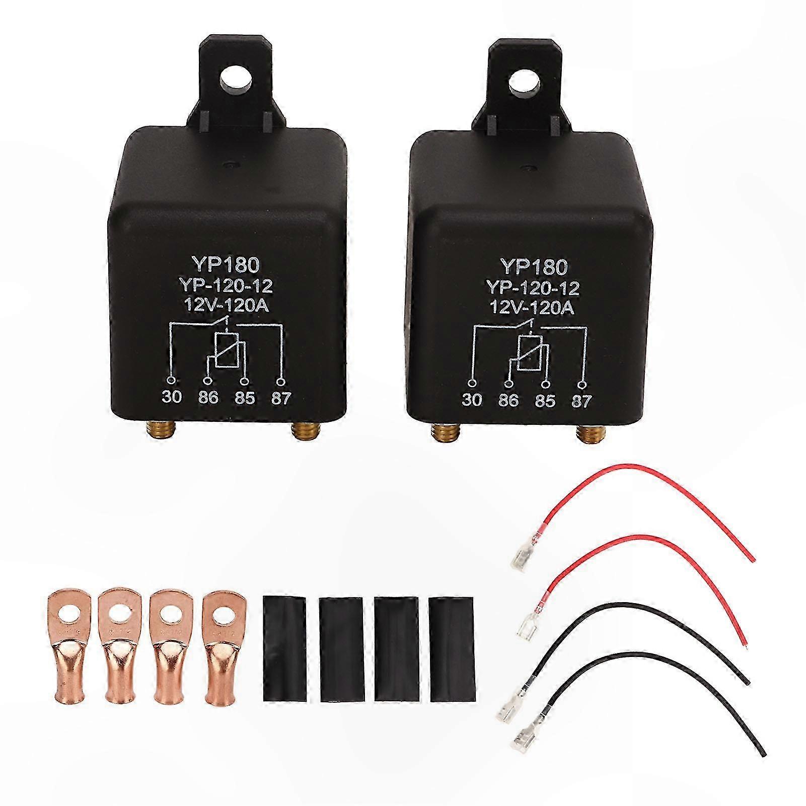 2 Sets High Current 12V 120A Relay Switch with 4 Pins for Automotive Use