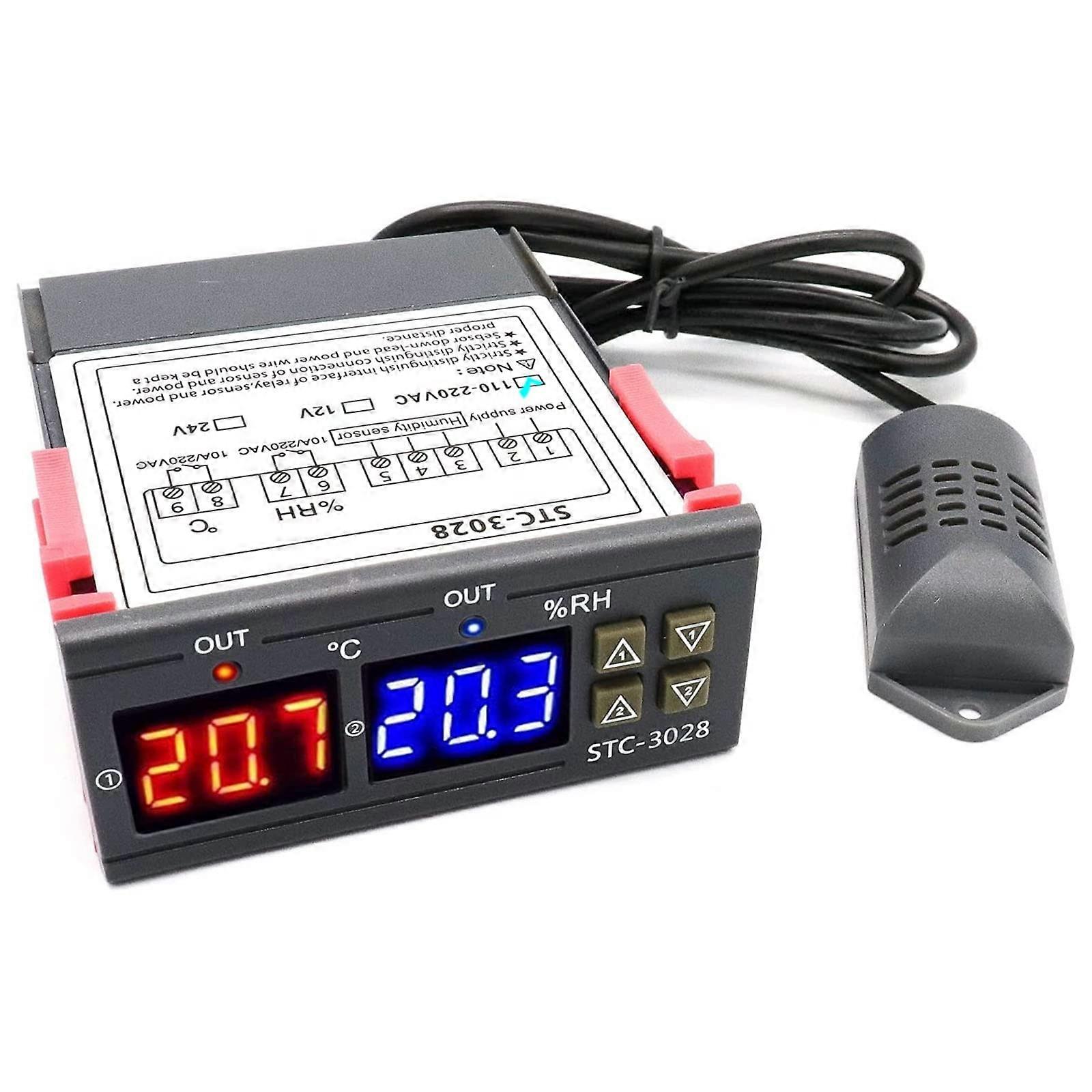 STC3028 Digital Temperature Humidity Controller 110-220V Thermostat With Humidity Sensor For Water Heater And Refrigerator