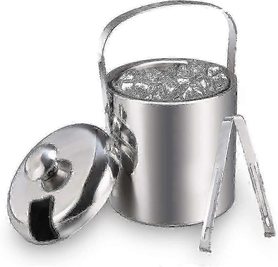 Stainless Steel Double-Layer Ice Bucket with Lid for Bars, Restaurants & Hotels – Durable & Stylish Cooling Container