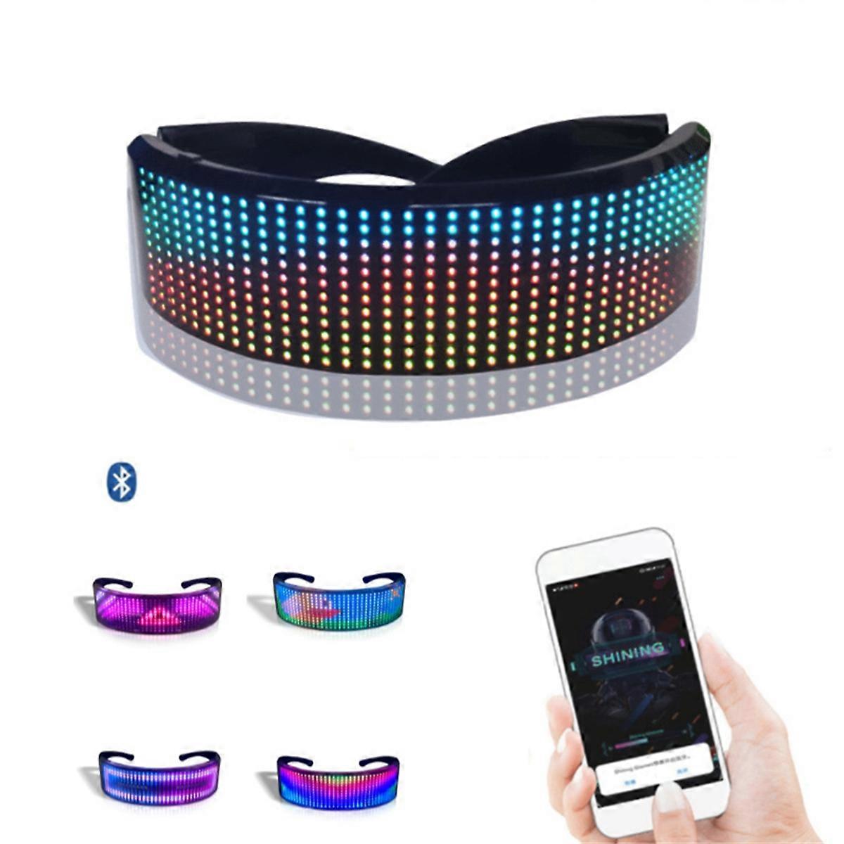 Shining Light Up LED Glasses Bluetooth App Programmable Display Screen Rgb Luminous Glasses for Par