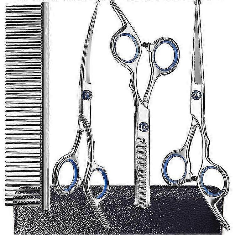 3pcs Dog Grooming Scissors Kit Professional Safety Thinning Shears Comb