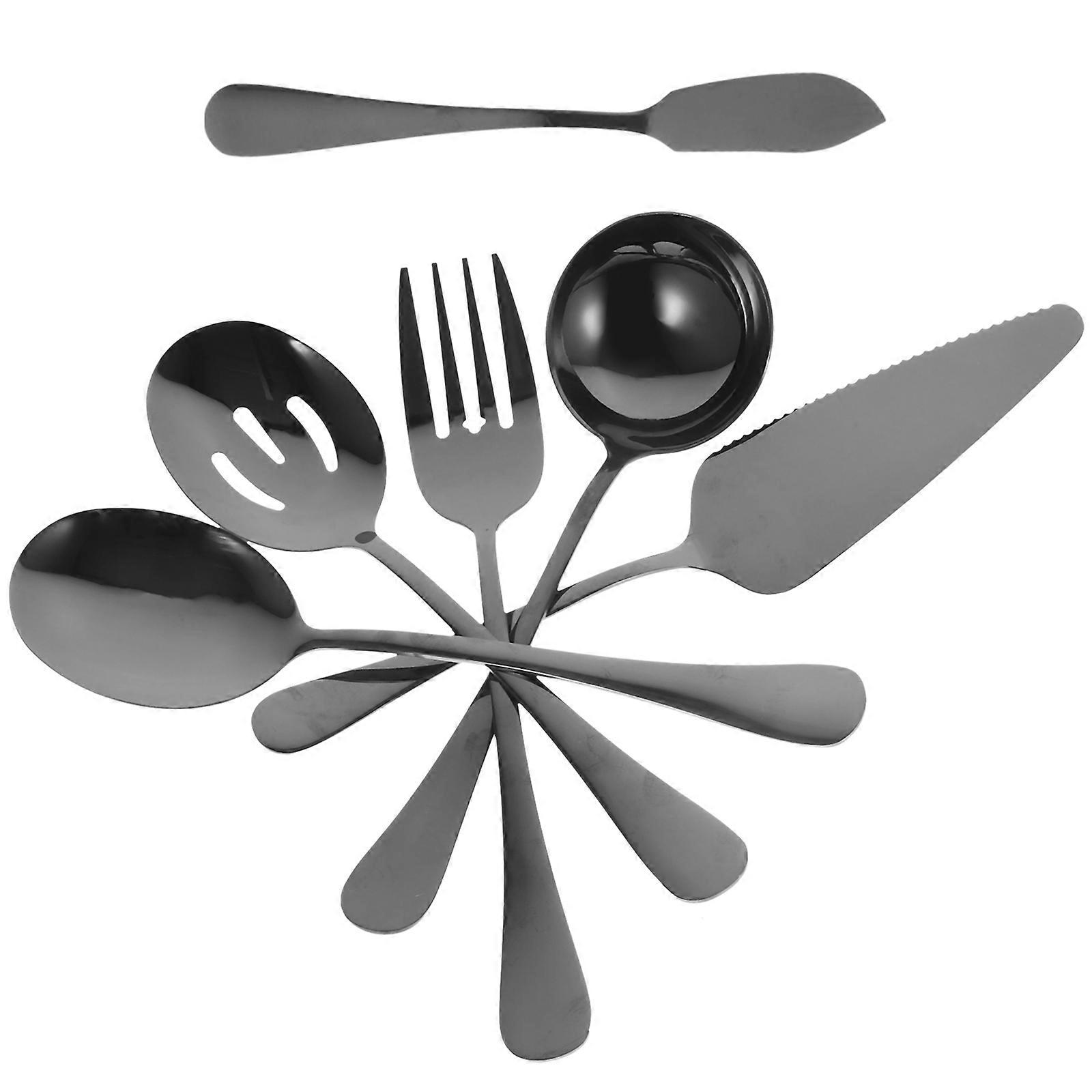 Black Serving Spoon Set Made of Stainless Steel for Kids with Smooth Surface and Safe to Use 1 Set
