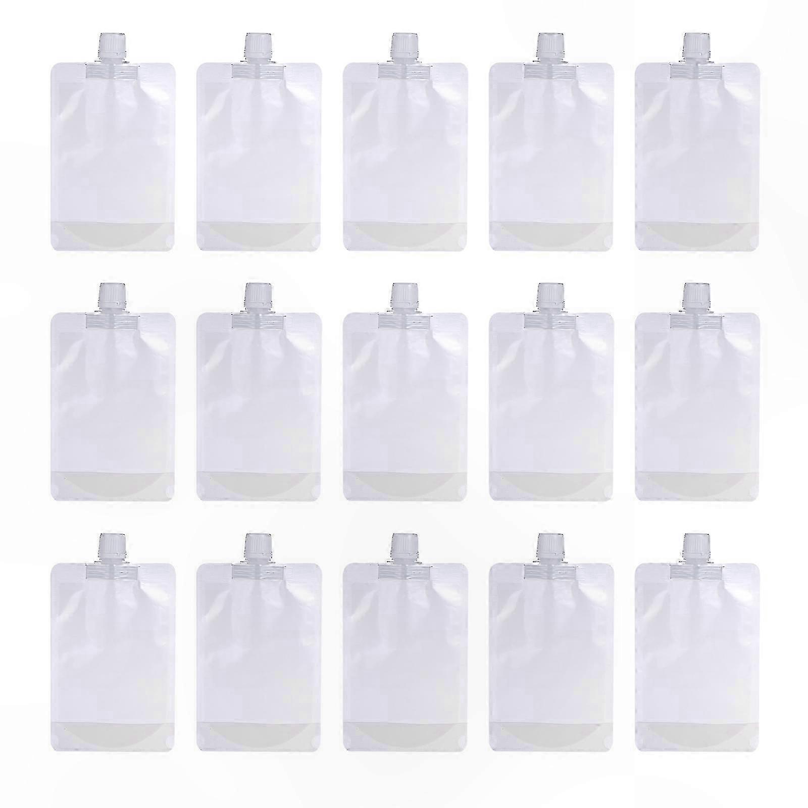50 Pack Single-Use Beverage Pouches with Straws, Portable Upright Drink Bags for Juices and Liquids