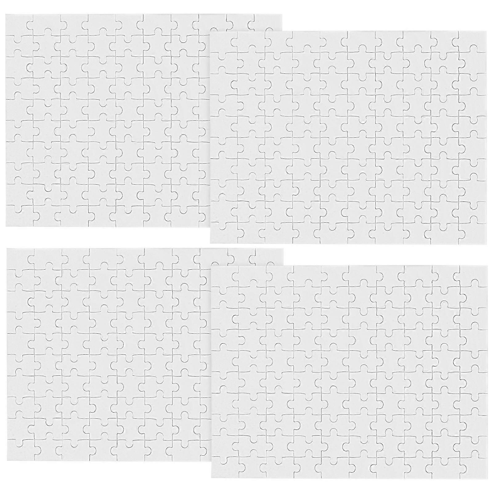 Children DIY Puzzles Blank Puzzle Pieces for Drawing 4 Sheets Educational Craft