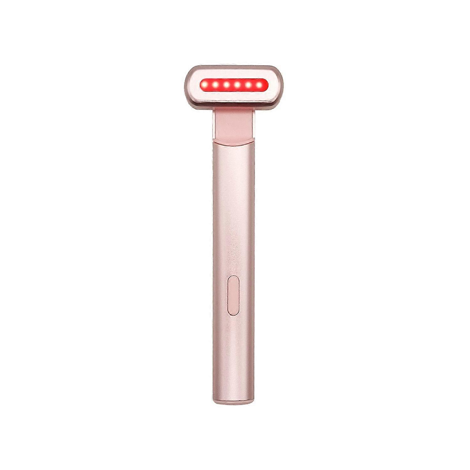 CHRONUS Handheld LED Red Light Facial Device for Face and Neck - Vibration Massage - Rose