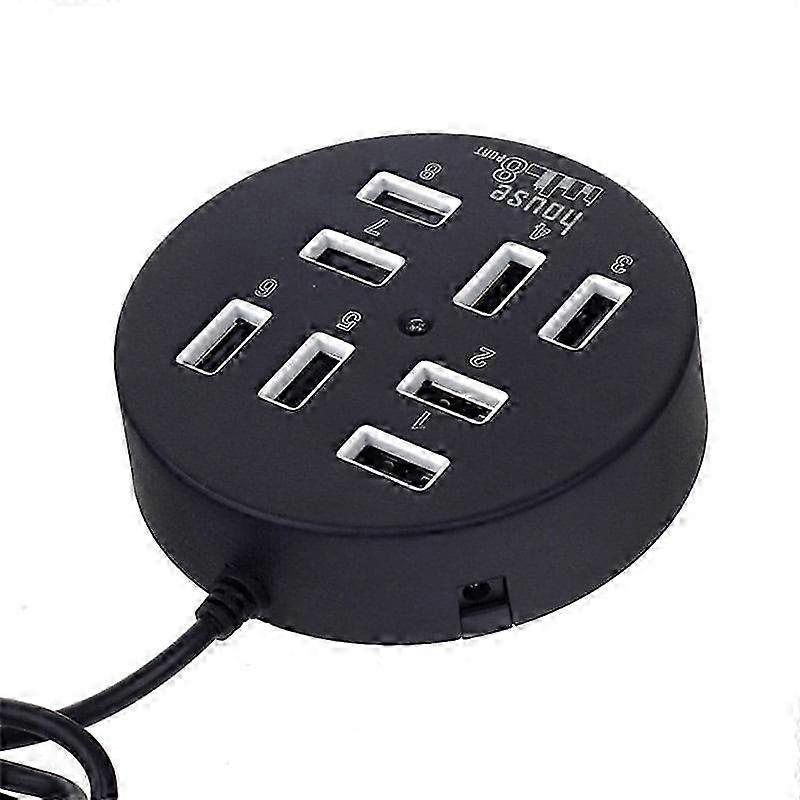 Usb 8 Ports Box Multi Data Transmission Usb 2.0 Hub Round Shape Multi-port Splitter Charger Adapter Replacement With Led For Usb Devices, Phone, Usb