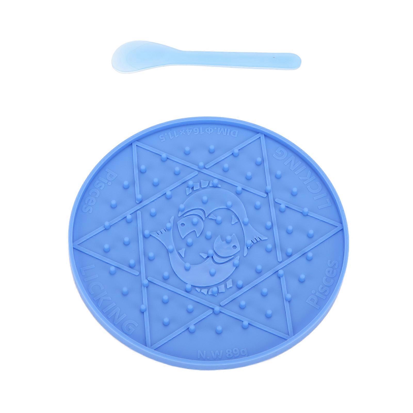 Dog Silicone Licking Tray 16.4cm Soft Easy Clean Pisces Blue