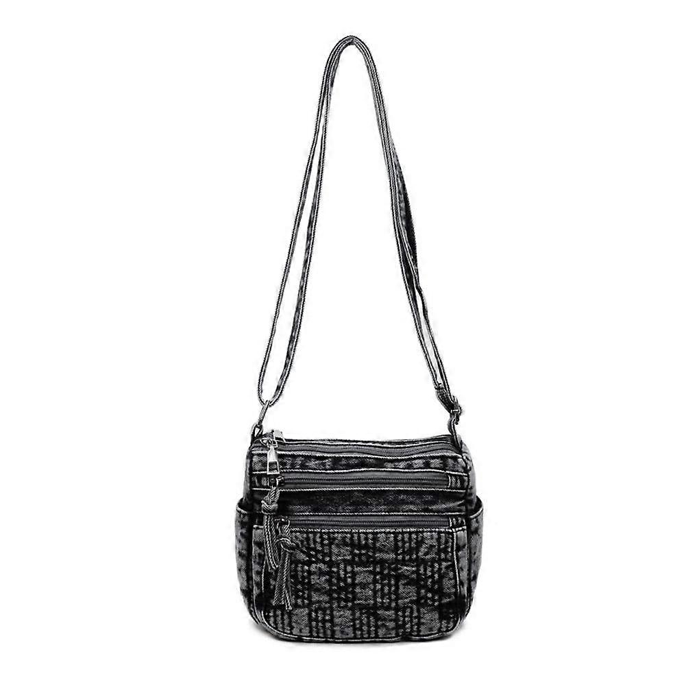 Multi-Layer Large Capacity Commuting Denim Crossbody Bag Single Shoulder Bag