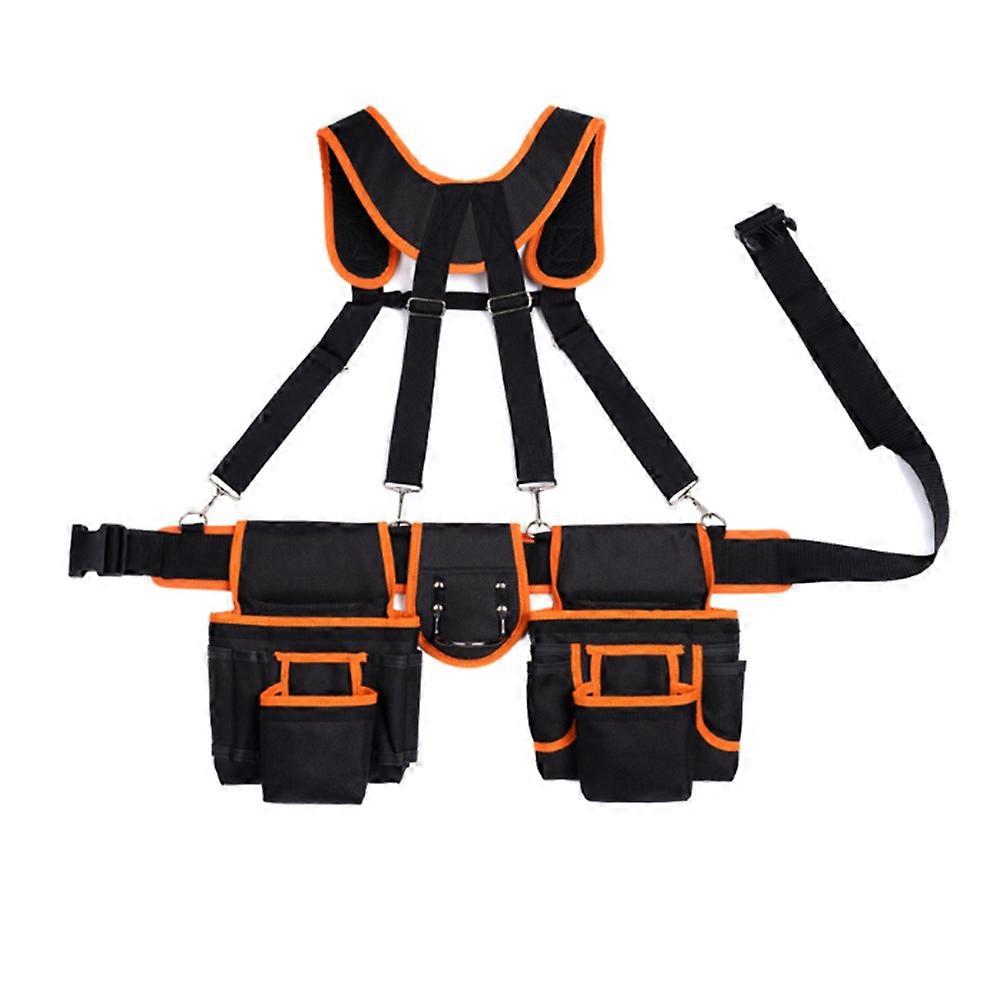 Suspender Tool Belt with Pouches Heavy Duty Construction Tool Belt Work Belt Tool Organizer Carpenter Tool Belt