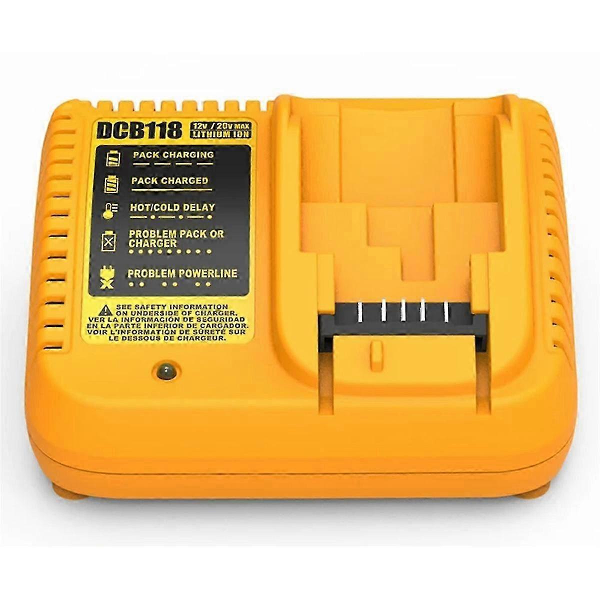 DCB118 & DCB112 Lithium Battery Charger for 10.8V, 12V, 14.4V, 18V & 20V - DCB206 & DCB120 with UK Plug Compatibility