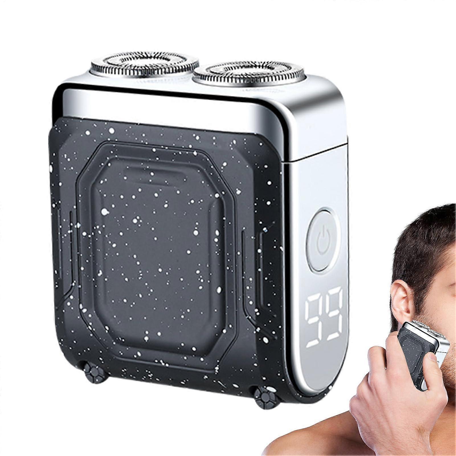 Electric Beard Trimmer Compact Rechargeable Double Ring Trimmer With Digital Display For Car Travel Dorm Apartment Hotel