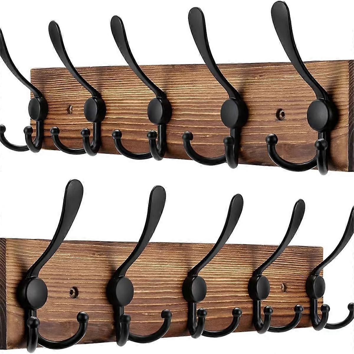 2 Pack Coat Rack Wall Mount 16.8" Rustic Hat Rack Coat Wall Mount Farmhouse Wall Hooks for Hanging C