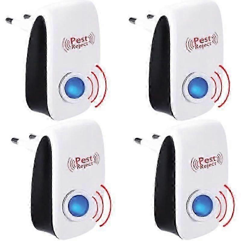 Pack of 4 Ultrasonic Mouse and Rat Device Insect Barrier Electric Fly Killer Powerful Rodent Ultrasonic Repellent