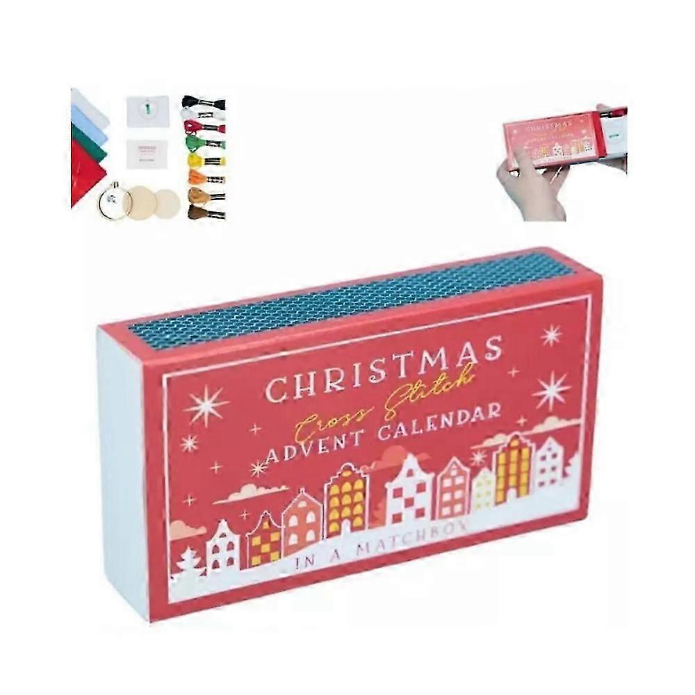 Calendrier de l’Avent au point de croix de Noël, Kit de broderie de calendrier de Noël 2024