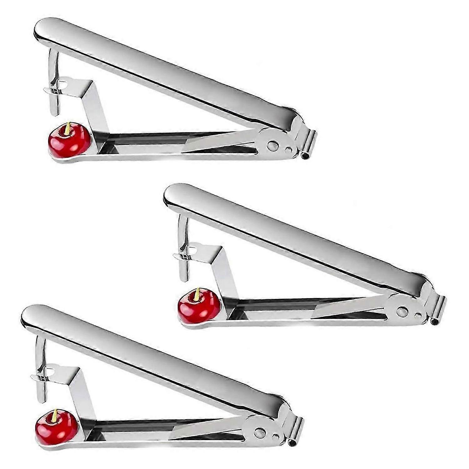 3PCS Cherry Pitter Remover Stainless Steel Cherries Corer Pitter Tool, Cherry Seed Remover Multi Function Fruit Pit