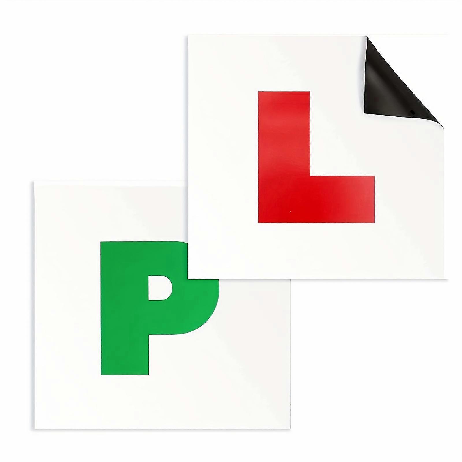 Fully Magnetic Car L & P Plates Red Green For New Drivers & Learners Extra Strong & Thick Learner Plates, Easy to Move Without Paint Damage
