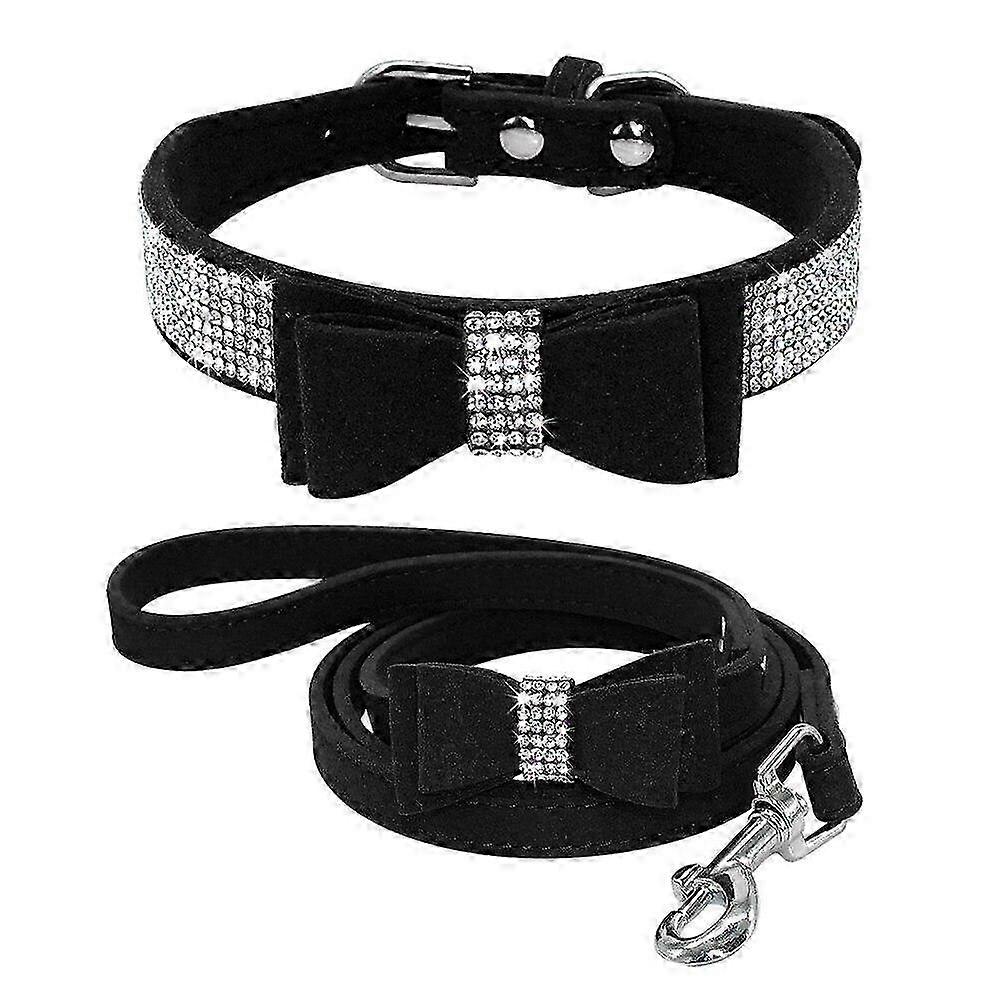 Shiny Rhinestone Pet Collar with Soft Microfiber Bow for Dogs and Cats