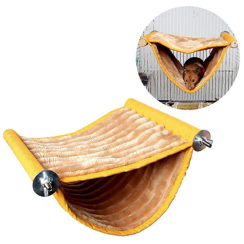 Hamster Beds Double Layer Hanging Nest Hammock for Small Pets Yellow Bamboo Material for Winter Warmth 1Set