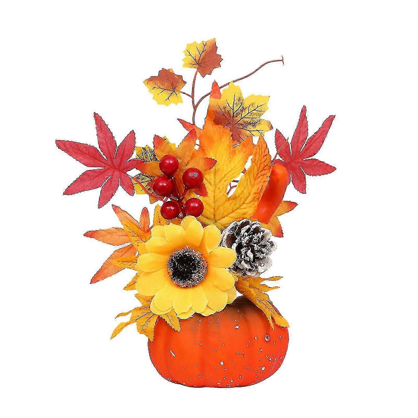 Halloween Home Decorations - Simulation Flower Ornaments For Festive Season, Maple Leaf, Sunflower, Pumpkin, Multicolor, 23x18cm