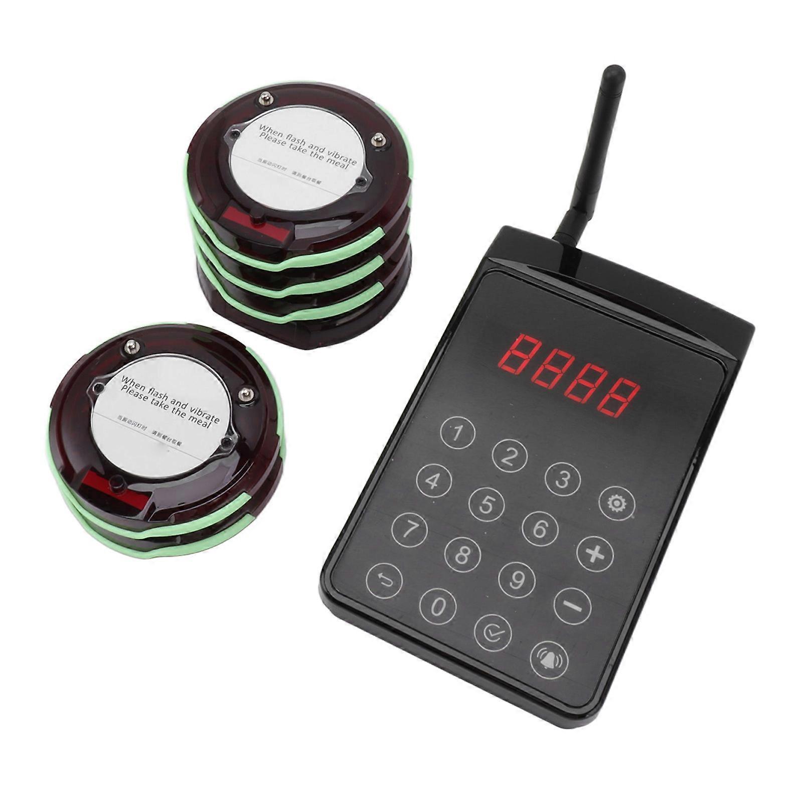 Wireless Restaurant Pager System 10 Beepers Vibration Flashing US Plug