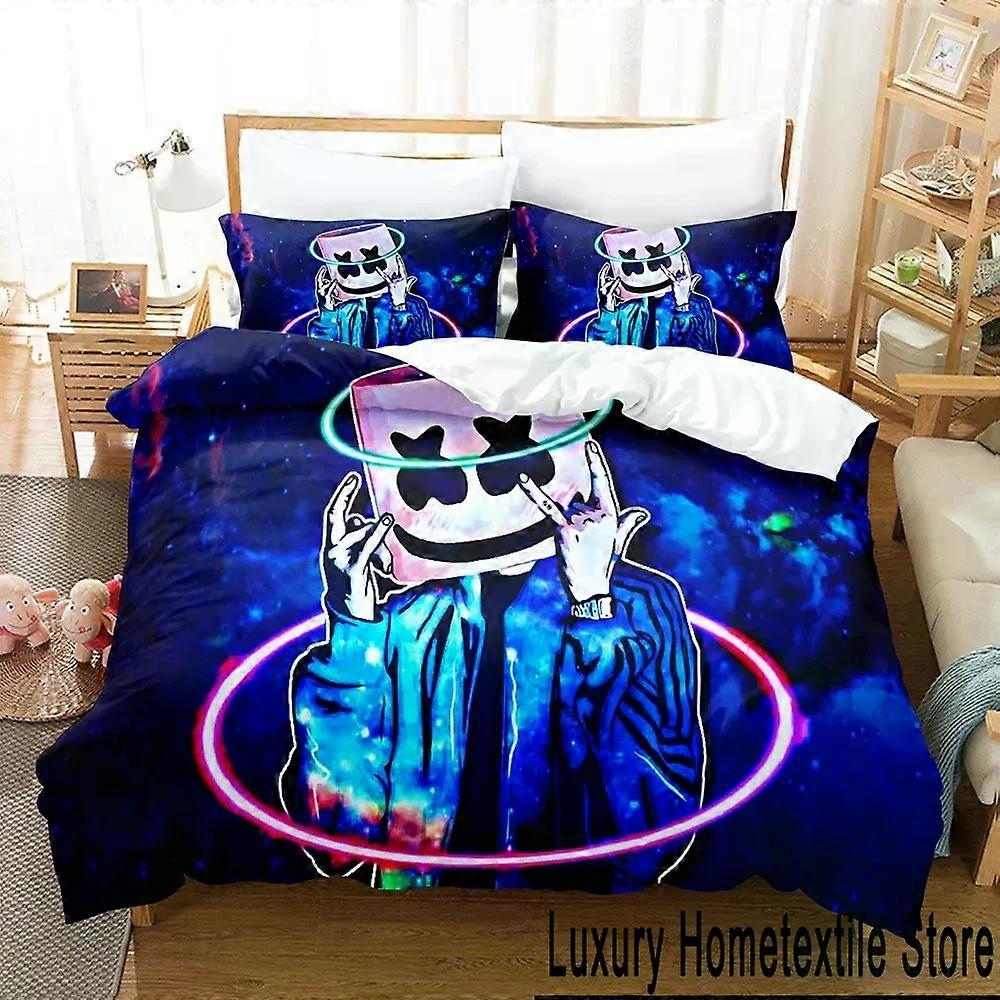 PIN2339 Marshmallow DJ 3D Print Duvet Cover Set with Pillowcase Bedding Set for Boys and Adults