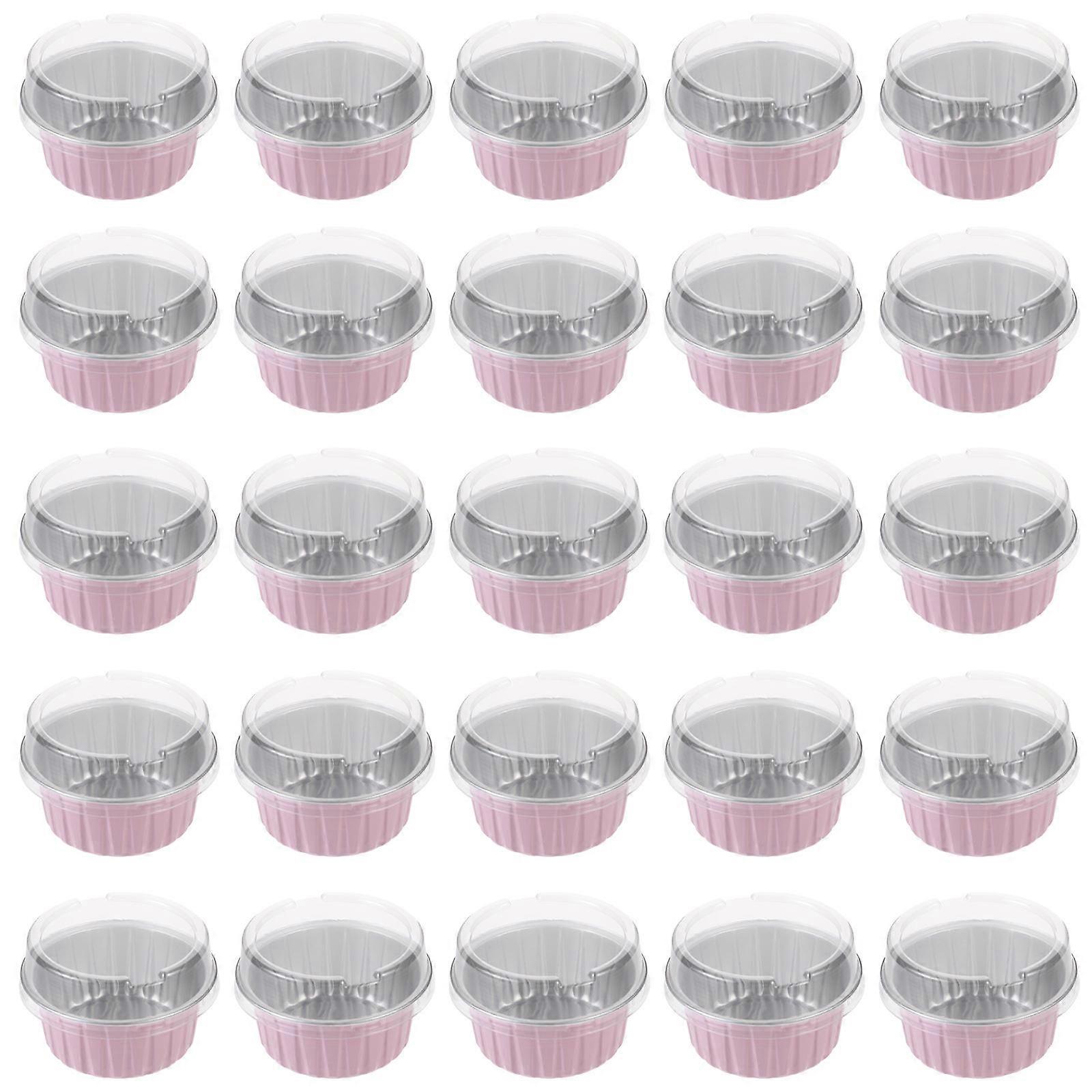 50Pcs Pink Aluminum Foil Cake Baking Boxes for Food Storage Use