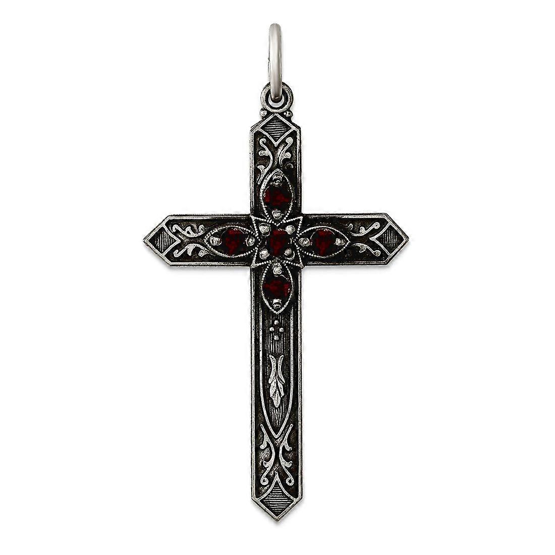 925スターリングシルバーシミュレート誕生月宗教信仰クロスチャームペンダントネックレス女性用