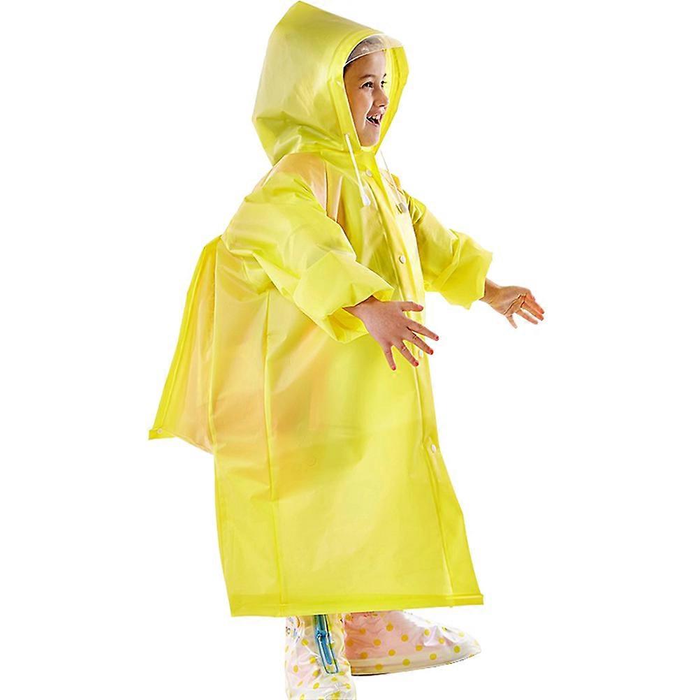 Kids Rain Poncho Hooded Raincoat for Rain Proof Yellow Reusable Sleeve