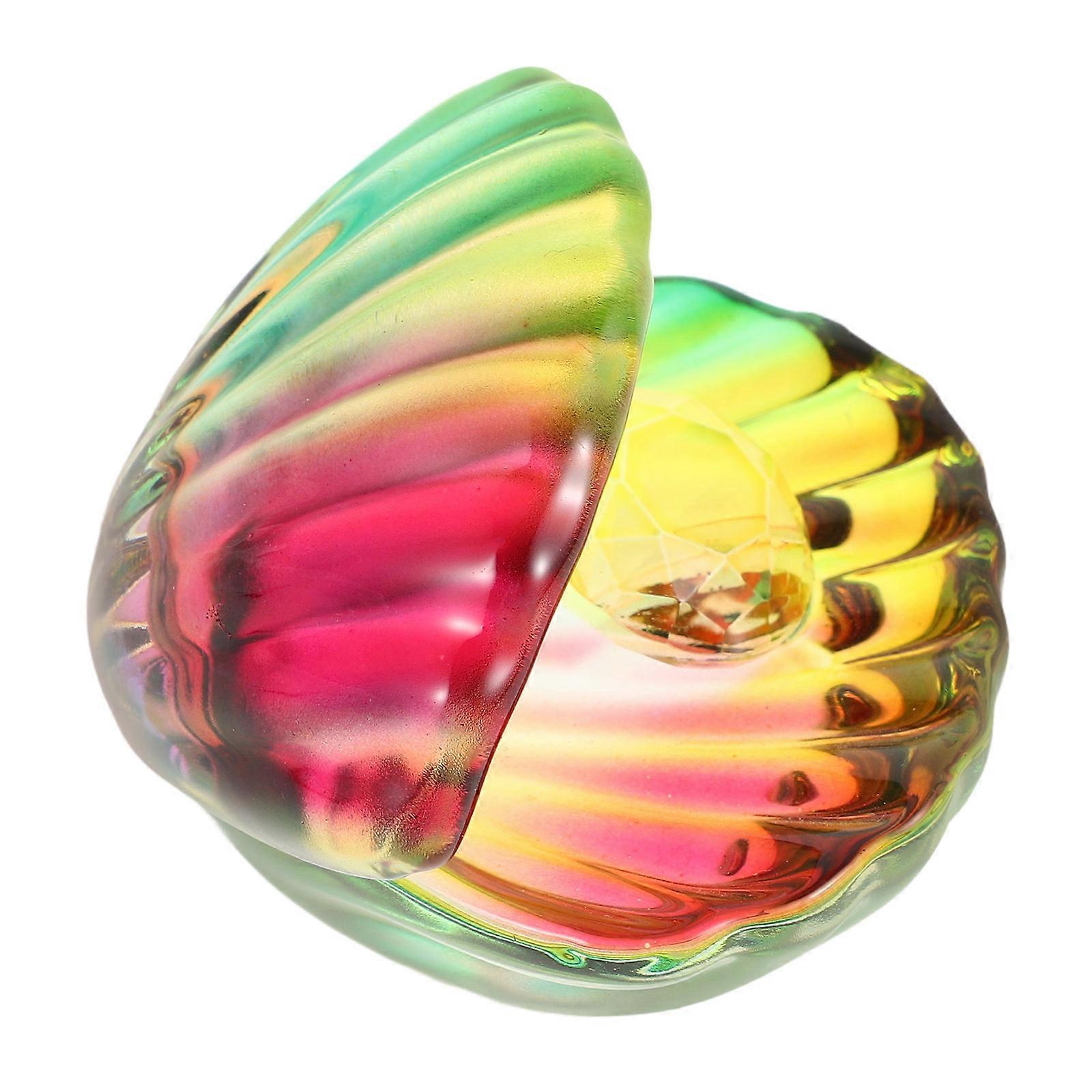 Decorative Glass Seashell with Diamond Accents 2Pcs for Home Display