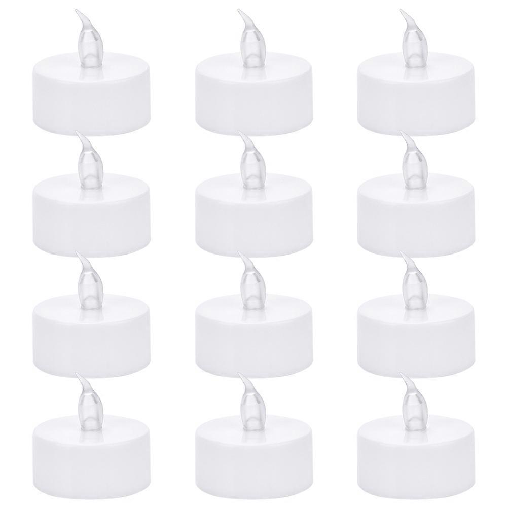 Realistic Flickering Led Tealights For Parties 3.8X3.7CM White Reusable Smokeless 24Pcs