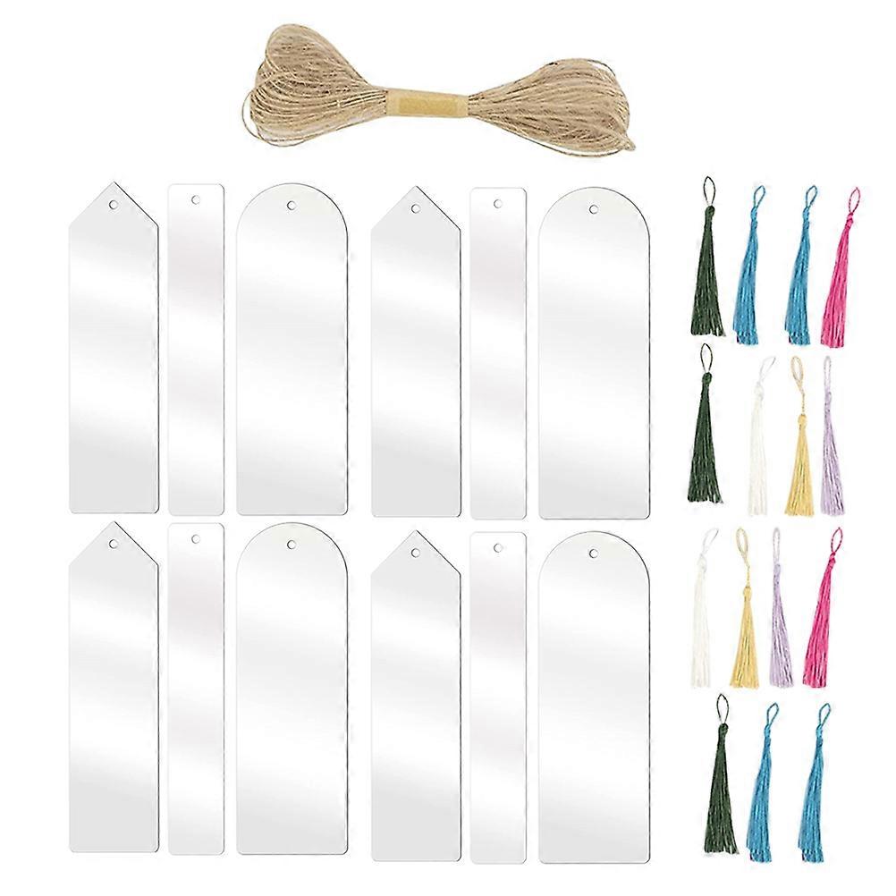 DIY Acrylic Bookmarks Blank Unfinished Set 4Sets with Tassels and Rope