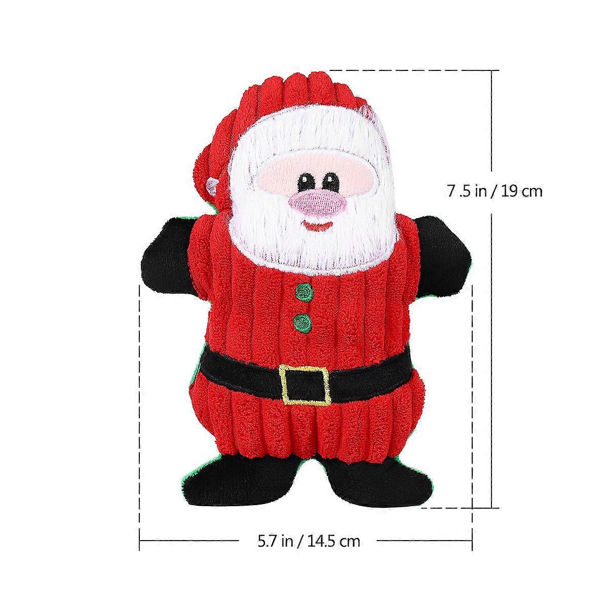 Dog Toys Plush Santa Claus Chew Toy for Playing 3Pcs Red Set