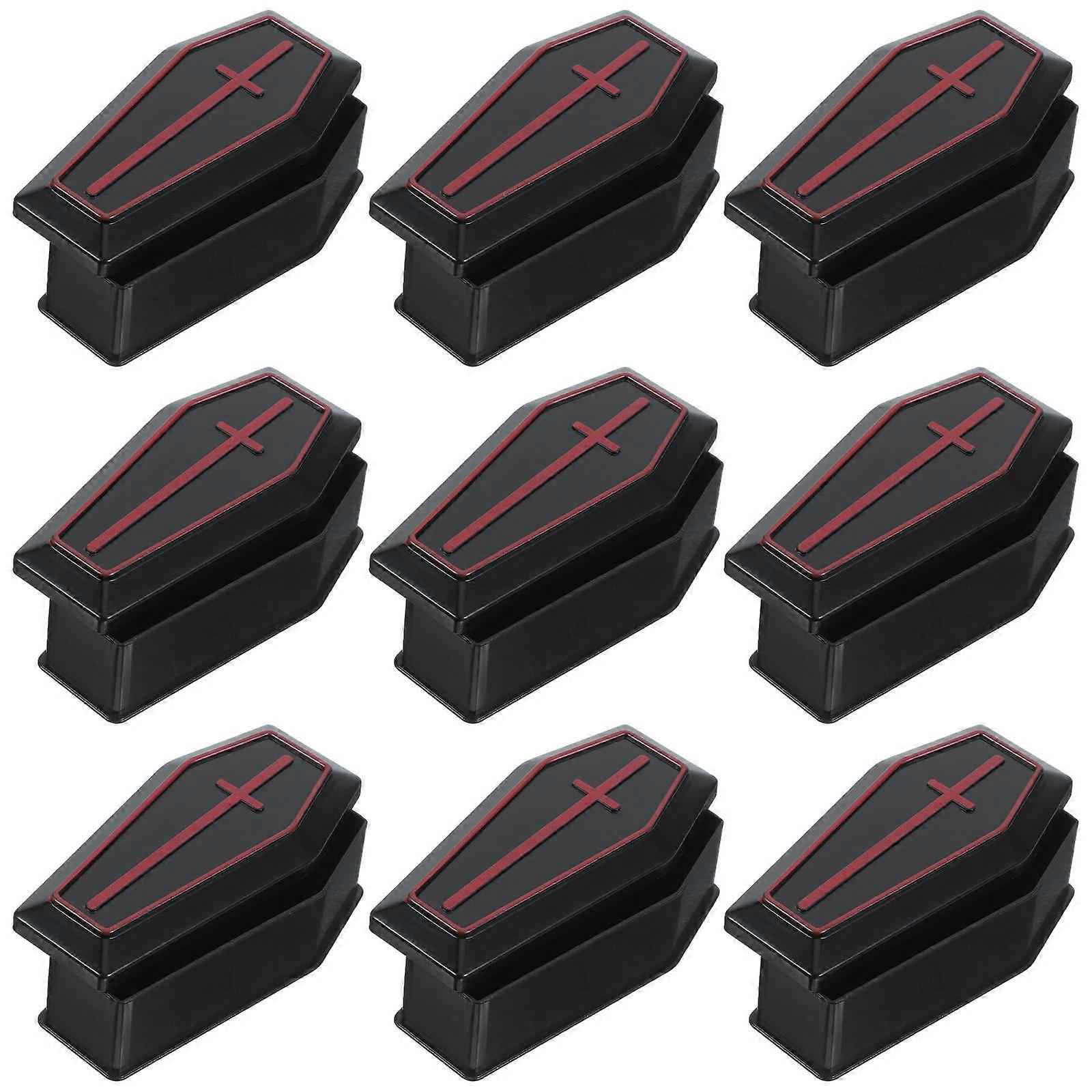 Halloween Miniature Coffin Box Prank Props for Party Use 50Pcs Black Plastic
